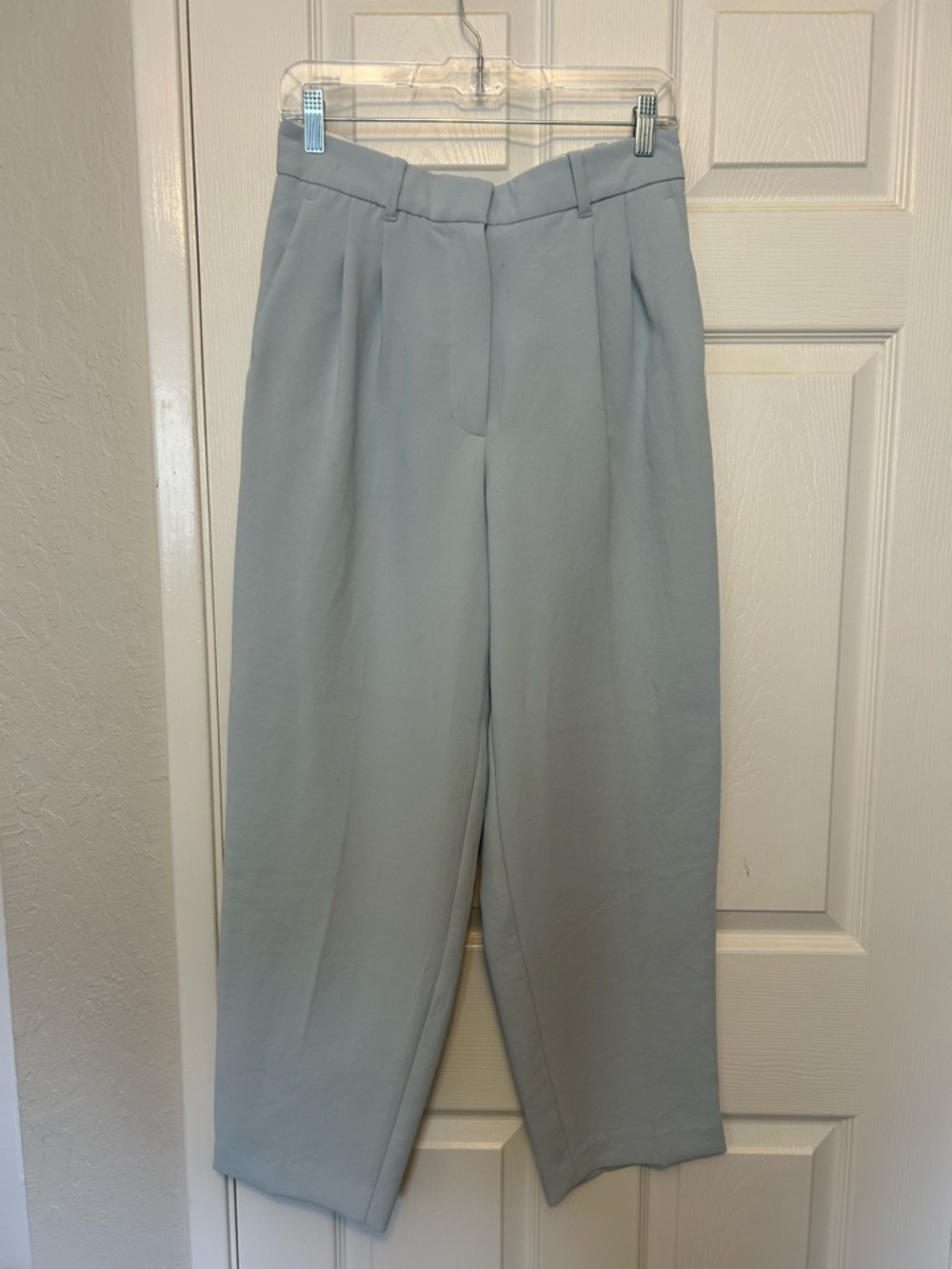 Aritzia Pale Blue High-Waist Pleated Pants